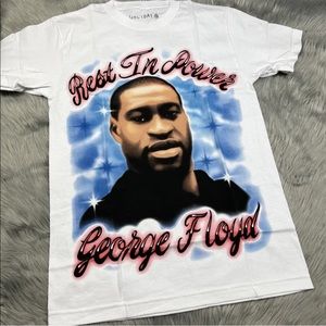 Holiday Brand Airbrush George Floyd RIP BLM White T Shirt Size Small